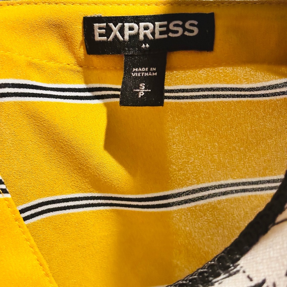 Express Vibrant Yellow Top with Stripes